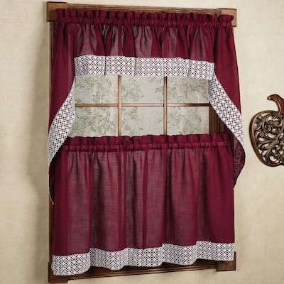 Sweet Home Collection Salem Burgundy Window Curtains - Swag, Tier & Valance
