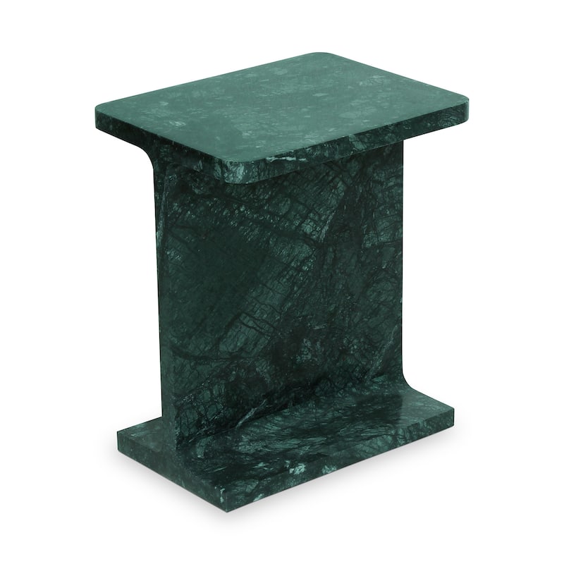 Aurelle Home Modern Solid Marble I-Beam Accent Table - Green