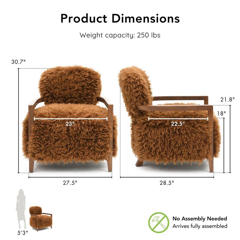 Furniture of America Lumir Modern 28-inch Faux Fur Accent Arm Chair