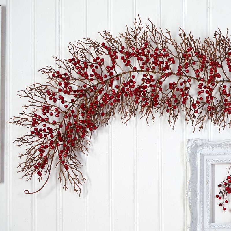 Christmas Garland 6Ft Red Berry Artificial Decor Holiday Home Decor - 72