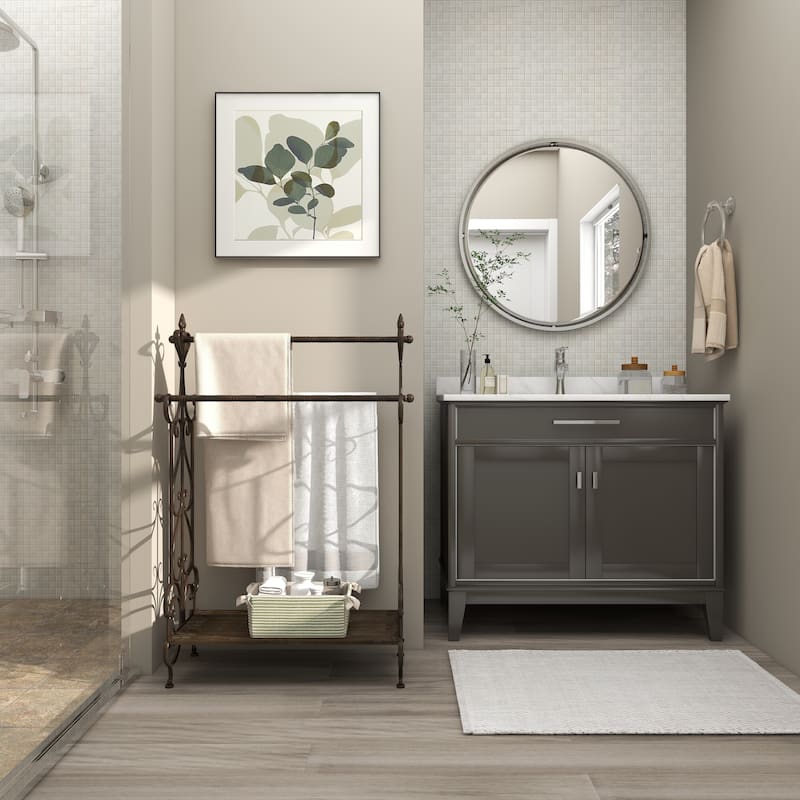 Black Wood Scroll Quilt Rack