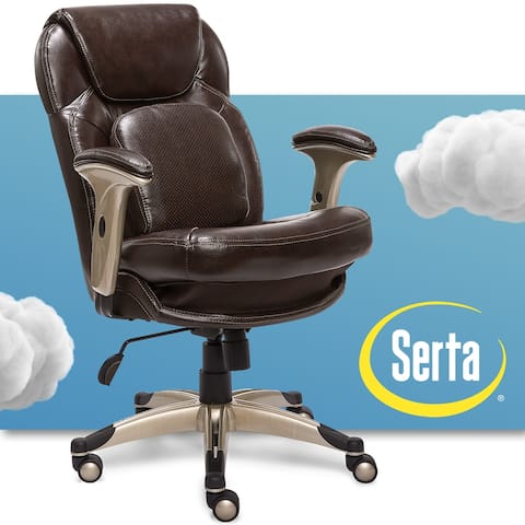 Serta Works Executive Office Chair with Back in Motion Technology, Brown Bonded Leather