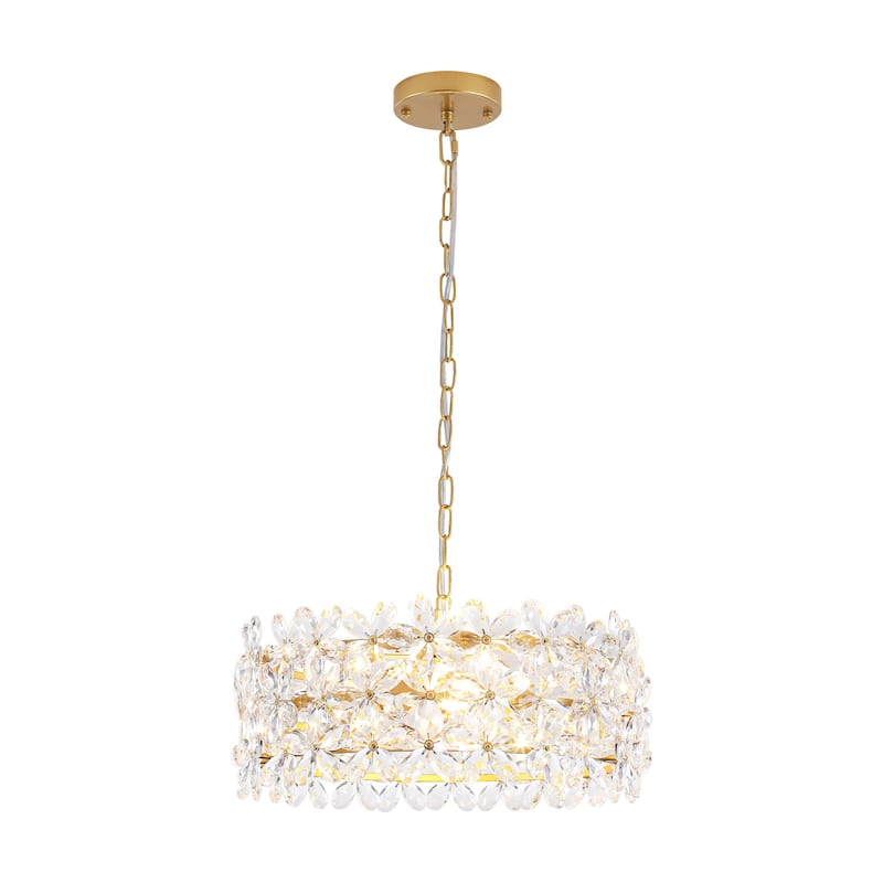 3-Light Crystal Flower Chandelier - Adjustable Chain for Glamorous Home Dining/Living - 3 Light