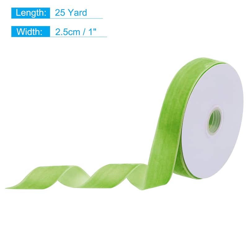 Velvet Ribbon Single Face Spool Silky for Gift Wrapping Bow Decoration - Fresh Green - 1 Inch x 25 Yard