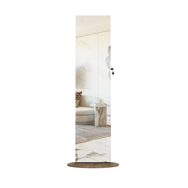 Jewelry Cabinet Armoire with Full Length Mirror, 360° Rotating, Lockable Storage Cabinet, Interior Mirror