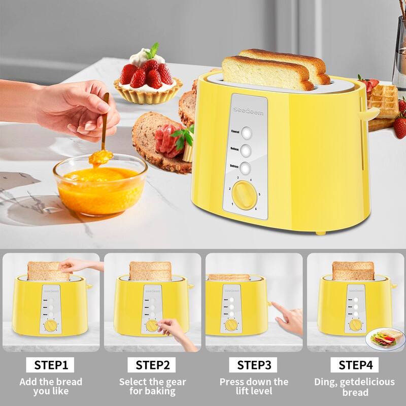 Toaster 2 Slice,6 Shade Settings, Removable Crumb Tray, 750W