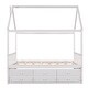 preview thumbnail 4 of 5, White Wooden House Bed with Trundle, 3 Storage Drawers, and Pull-Out Trundle