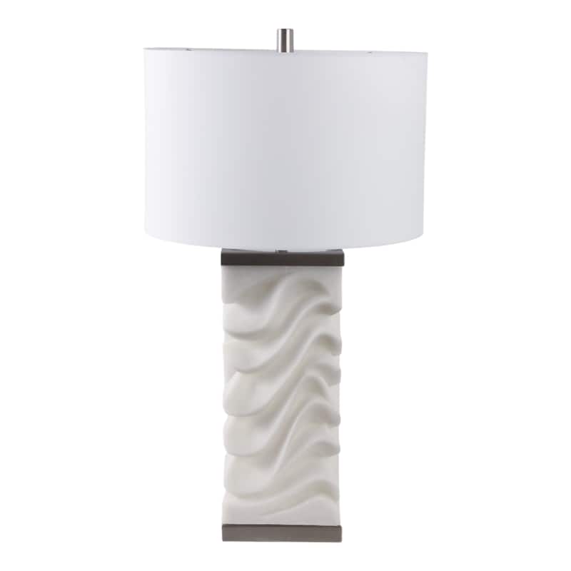 Stone Non-Woven Fabric Table Lamp Sculpted Wave Base - 30" White - 17" x 17" x 30"