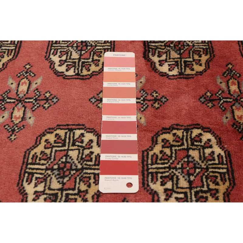 ECARPETGALLERY Hand-knotted Peshawar Bokhara Coral Wool Rug - 2'8 x 8'2