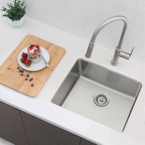 STYLISH 21 inch Single Bowl Undermount and Drop-in Stainless Steel Kitchen Sink - 21 3/4" x 17 3/4" x 8"