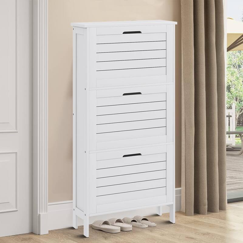 Modern Minimalist Wooden Shoe Storage Cabinet with Anti-tipping Device - 3-drawer