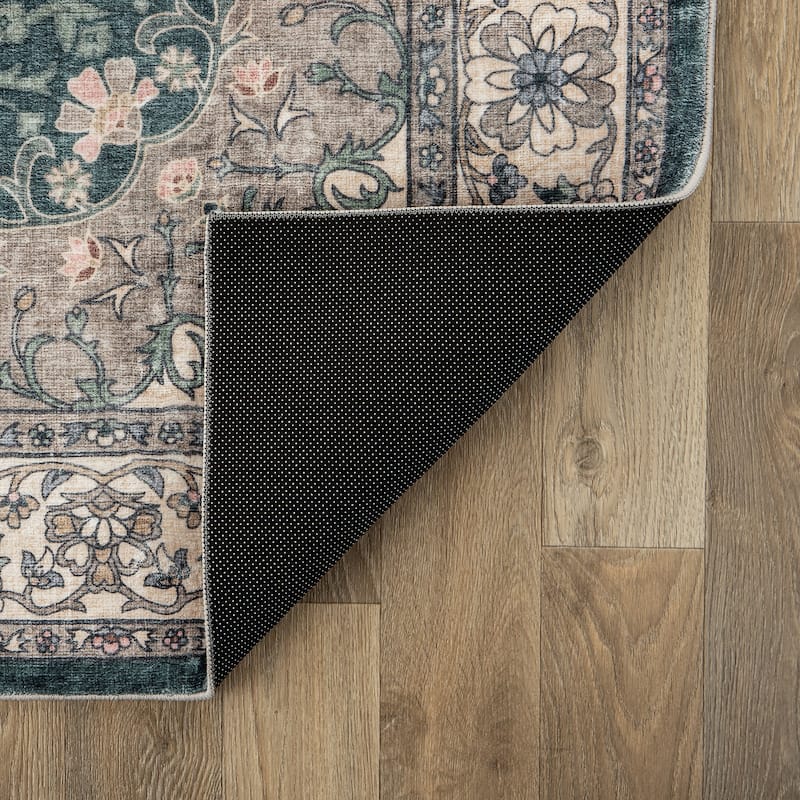 World Rug Gallery Traditional Oriental Medallion Washable Non Slip Area Rug