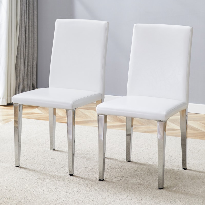 Home Dining Chair with Backrest Leather Upholstered Dining Chair Decorative Side Chair Dining Room Chair, Set of 2