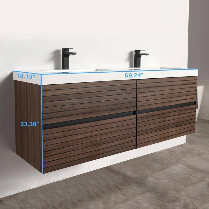 Blossom Annecy 60-Inch Floating Bathroom Vanity with Acrylic Sink