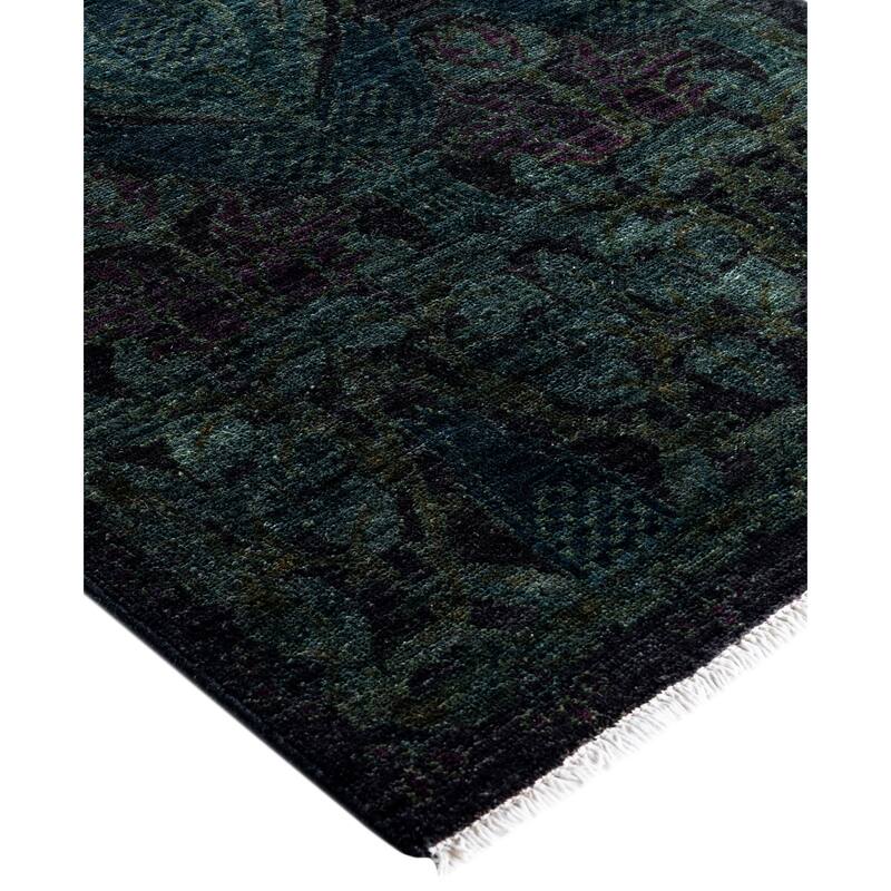 Overdyed One-of-a-Kind Hand-Knotted Runner Rug - Black - 2' 6" x 7' 10"