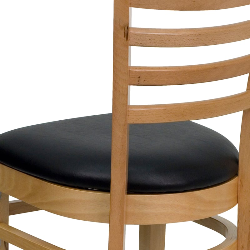 Ladder-back Wood Restaurant Chair - 17.5"W x 20"D x 33.75"H
