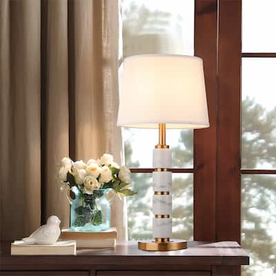 Gold Metal Alabaster Stone Table Lamp Accent Buffet Bedside Lamp