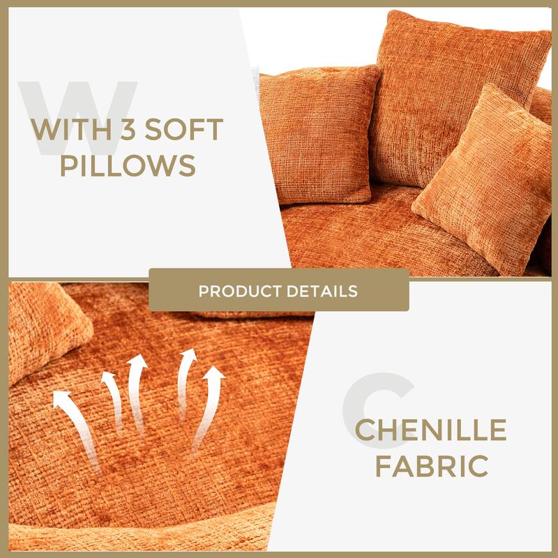 Chenille Lazy Sofa with Pillows