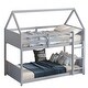 preview thumbnail 21 of 40, House-Style Twin Bunk Bed with Roof & Ladder