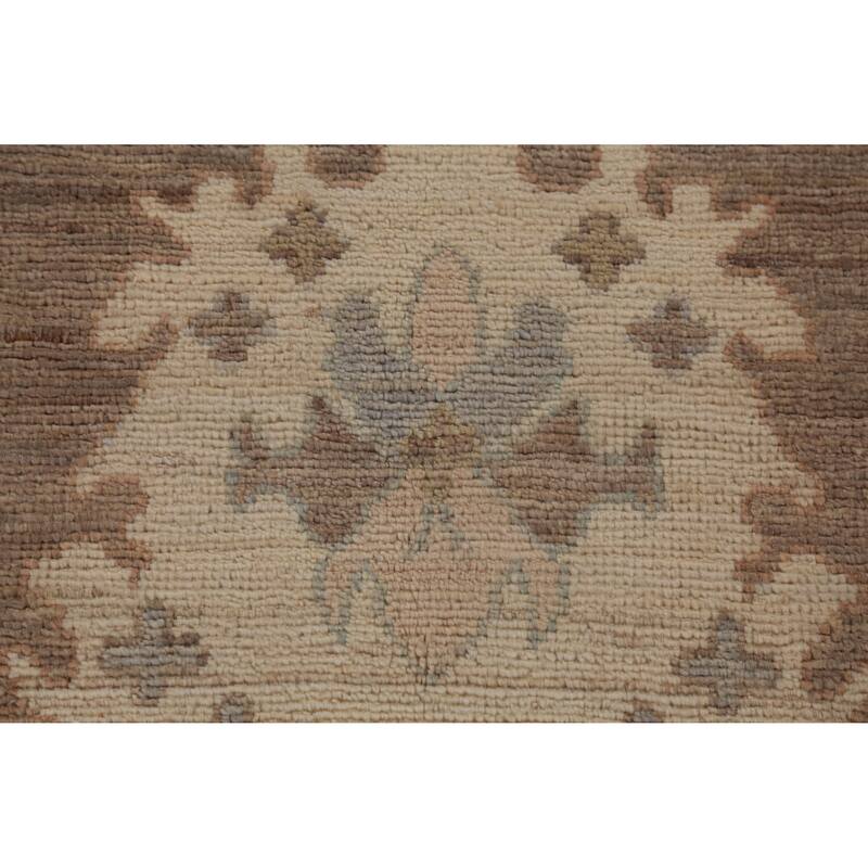 Hand Knotted Oriental 100% Wool Carpet Transitional All-Over Brown Oushak Area Rug - 11' 10'' X 9' 0''