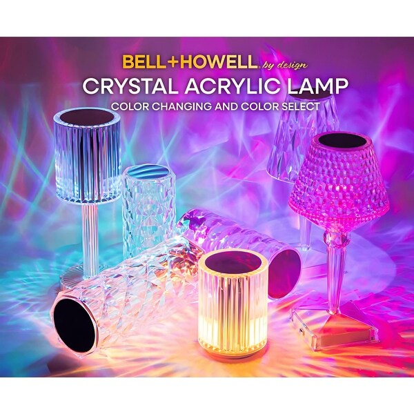 Bell Howell Topaz Table Lamp Small Cordless Touch LED Rechargeable Acrylic Multi Color Bed Bath Beyond 41674172