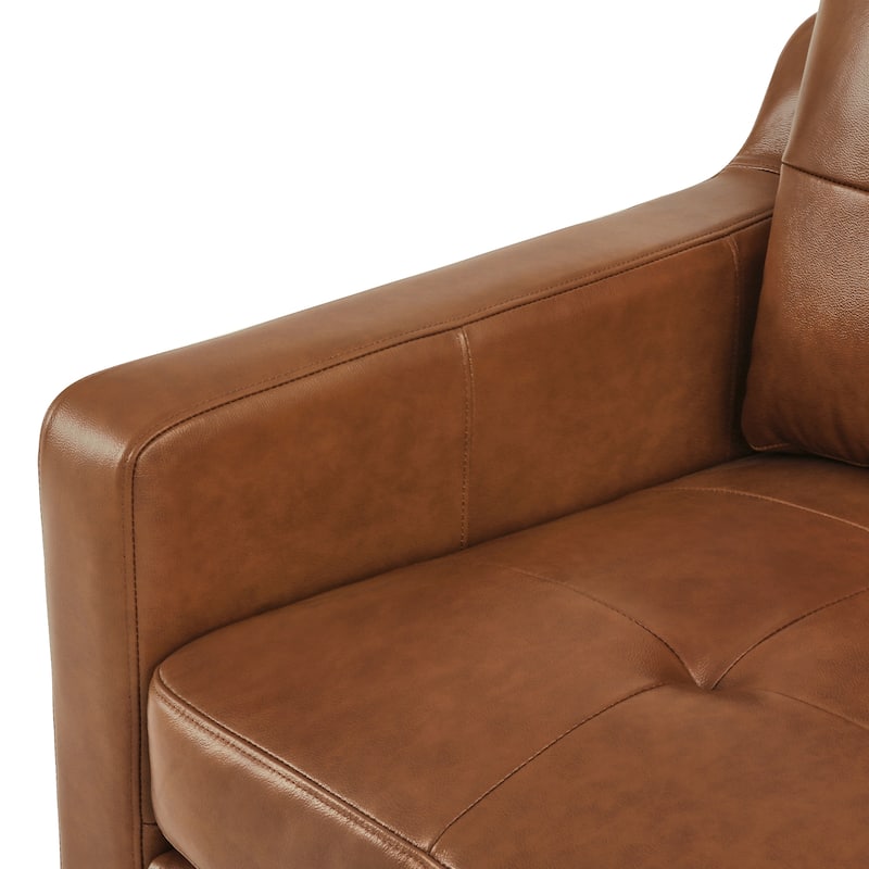 Genuine Leather Sofa Tufted Sectional Couch with Removable Cushions