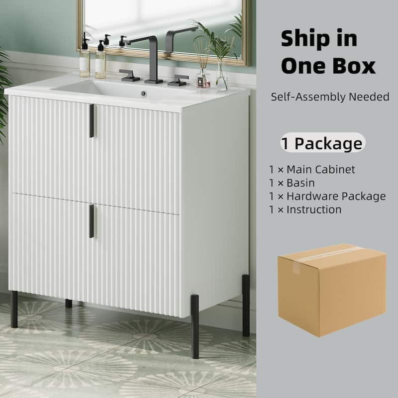 Freestanding Bathroom Vanity with Ceramic Sink