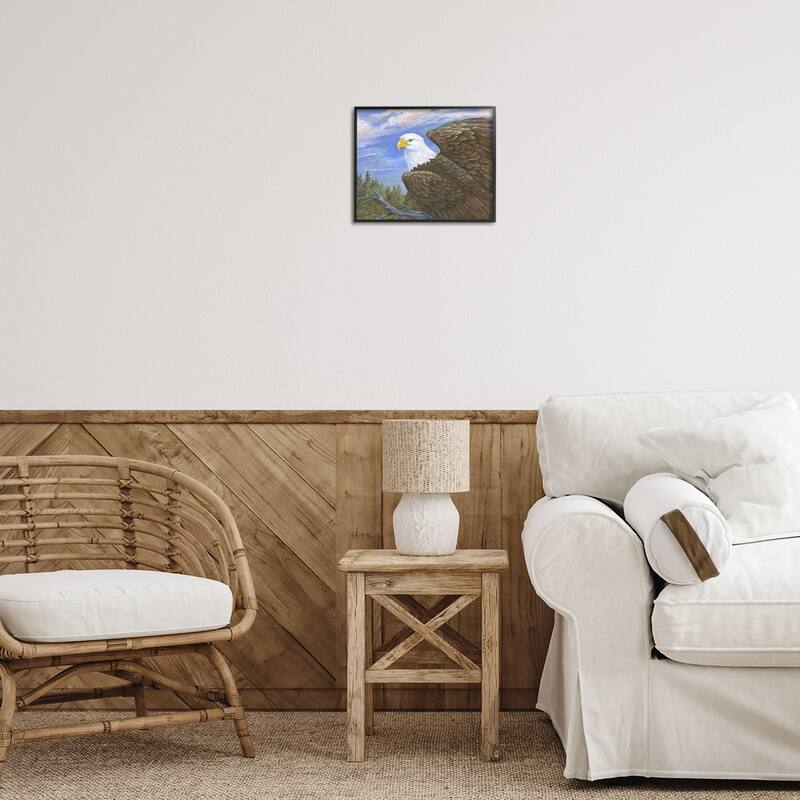 Stupell Eagle Overlook from Tree Top Framed Giclee Art Design By Paul Brent
