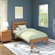 preview thumbnail 11 of 31, Max & Lily Farmhouse Twin Single Platform Bed with Headboard Pecan Dip