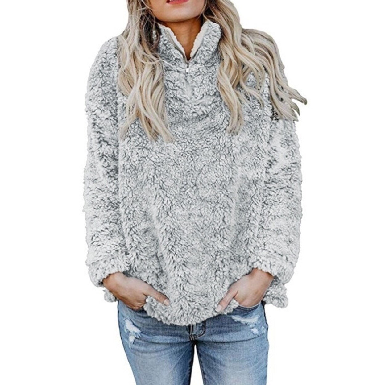 furry half zip pullover