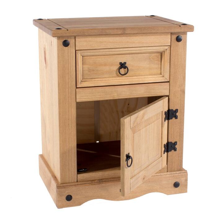 Wood Nighstand 1 Door 1 Drawer Corona Collection | Furniture Dash