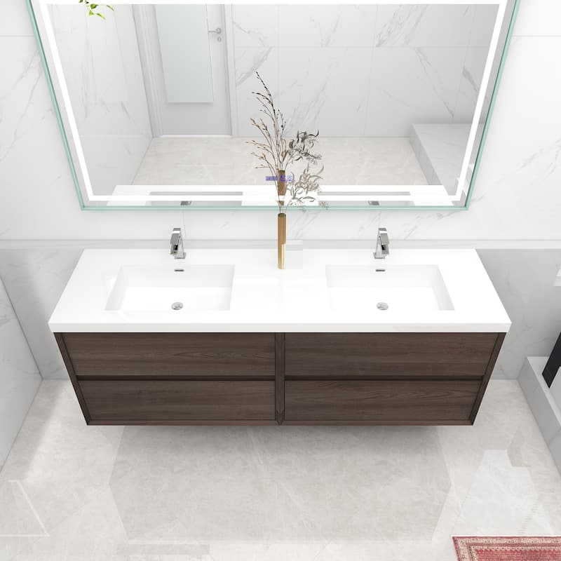Selina 72" Wall Mounted Vanity with Double Sink - 72