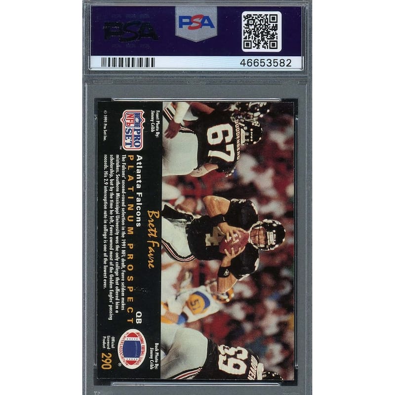 Brett Favre 1991 Pro Set Platinum Football Rookie Card #290 PSA 9 - 8'6" x 11'6"