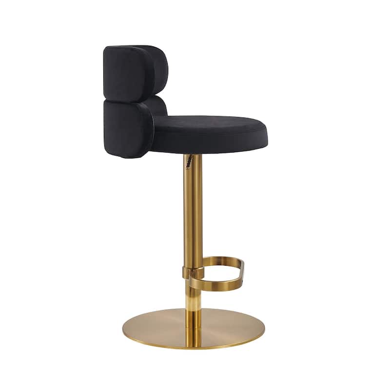 Modern Velvet Bar Stool with Height Adjustment and 360-Degree Swivel