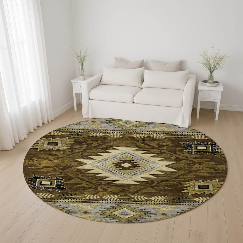 Premium Washable Super Soft Global Inspirations Mayfield Rug - Brown - 8' x 8'