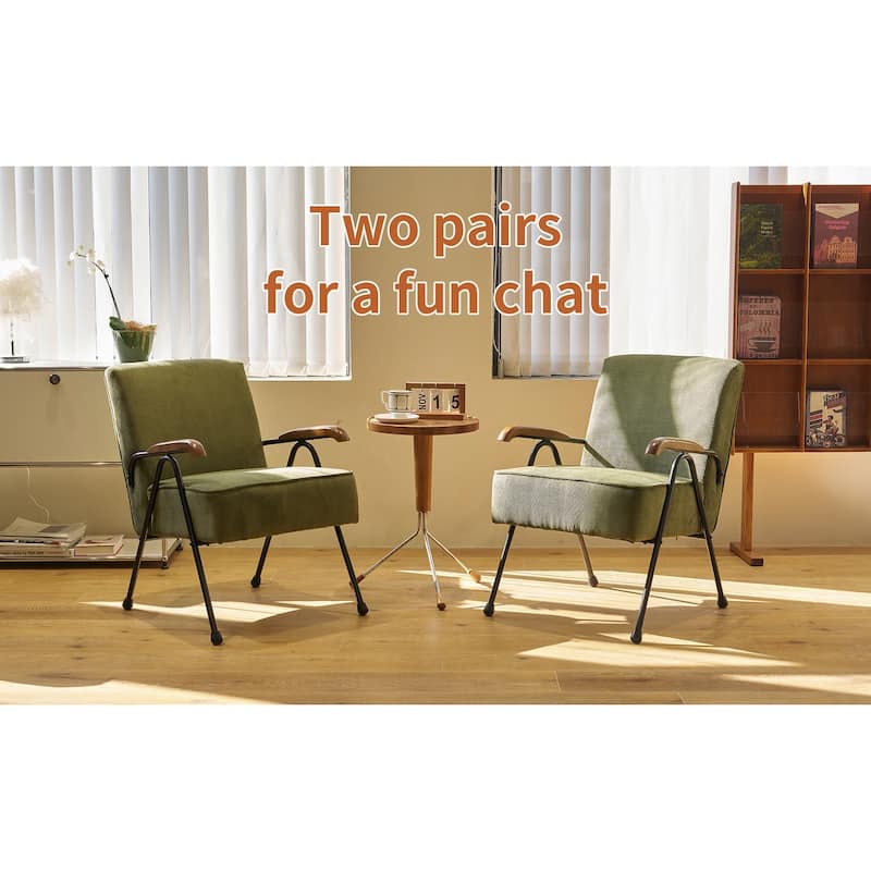 Green Modern 20" High Back Upholstered Accent Chair with Metal Legs and Soft Padded