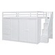 preview thumbnail 5 of 18, White Full Size Wood Loft Bed with Built-in Wardrobes and Drawers