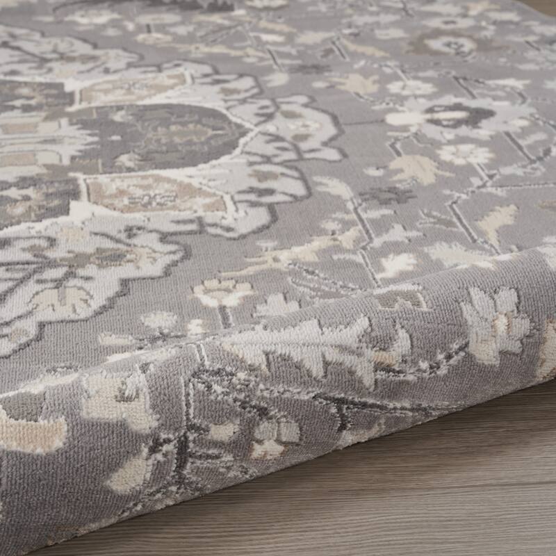 Duyav Power Loomed Geometric Floral Non Skid Low Pile Area Rug By HomeRoots - 94' X '94' X '0.25