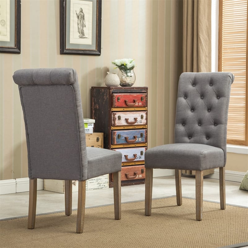Solid Wood Tufted Parsons Dining Chair (Set of 2)
