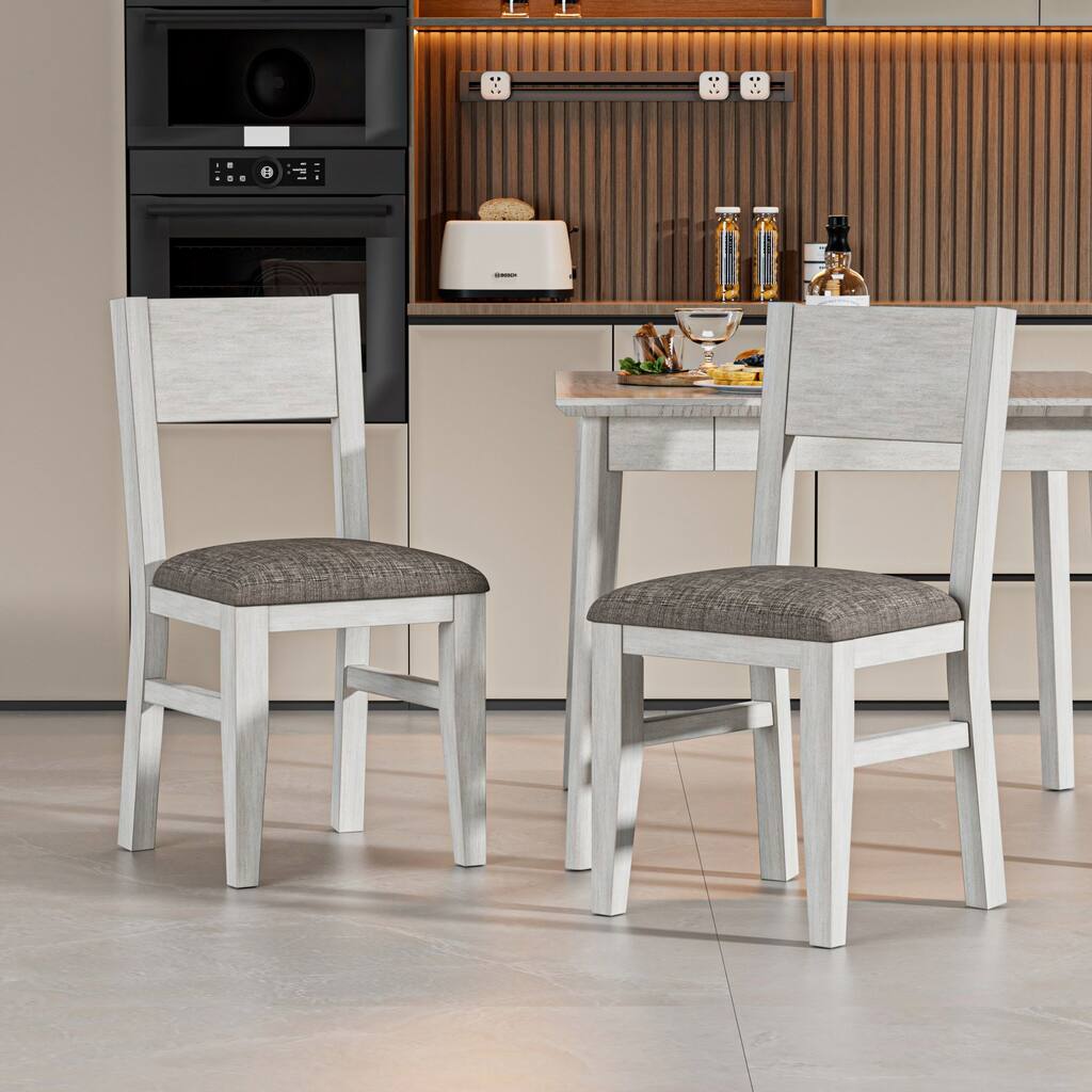 Solid Wood Dining Chairs Set of 2/4/6, Farmhouse Fabric Chairs with Back, Oval Side Chairs for Kitchen