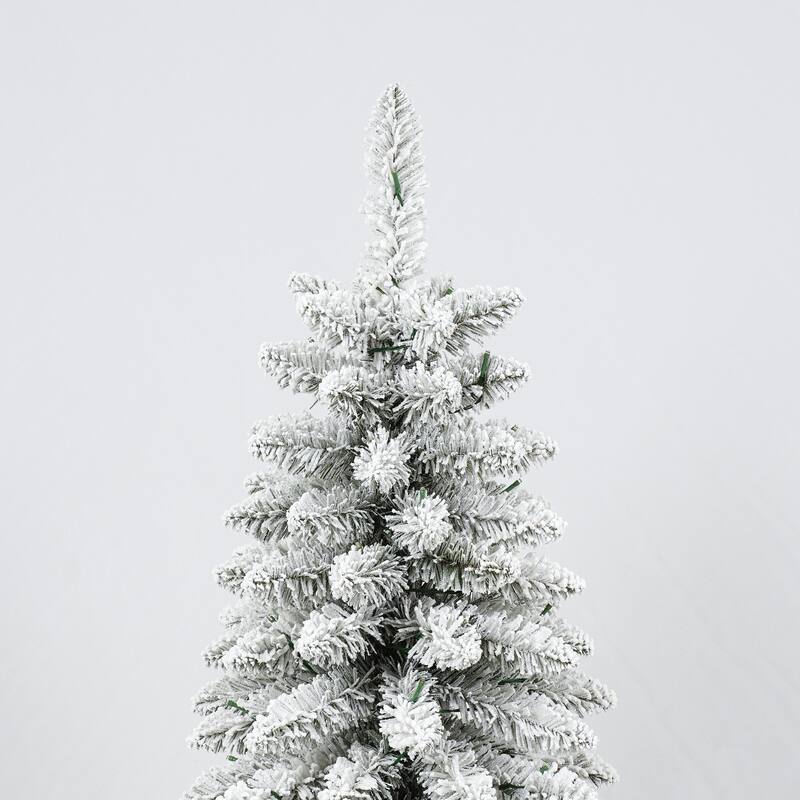 3 Pcs Flocked Natural Artificial Christmas Tree Set with Lights, 4ft 5ft 6ft Christmas Snow Tree Set, Christmas Decor