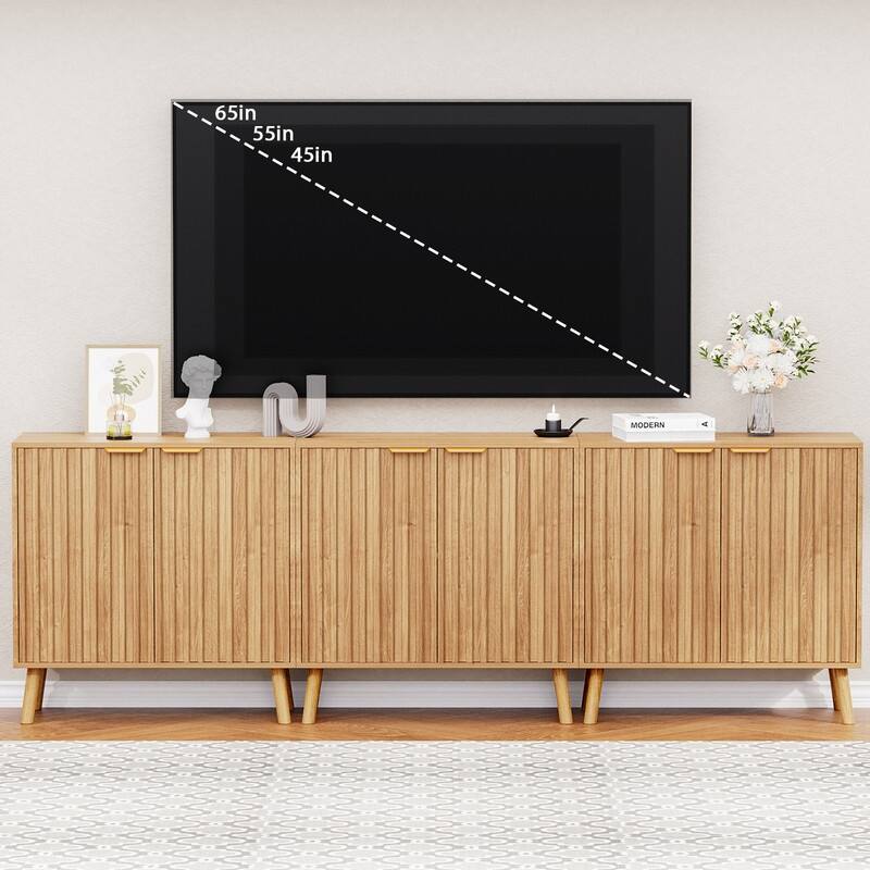 Fluted Storage Cabinet, Free Standing Buffet, Wood Sideboard