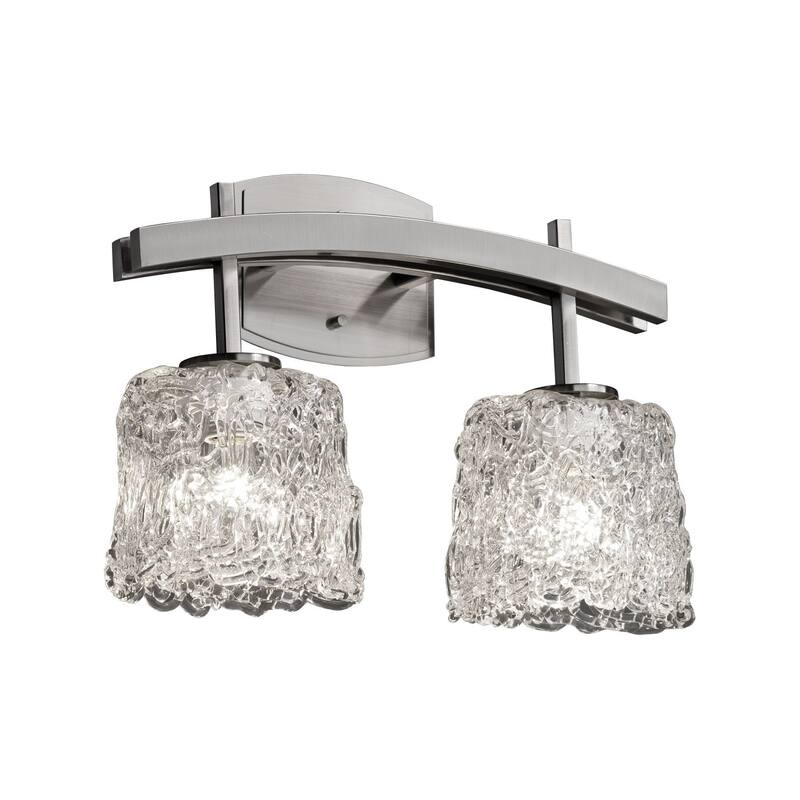 Justice Design Veneto Luce Archway 2-light Brushed Nickel Bath Bar, Lace Oval Shade