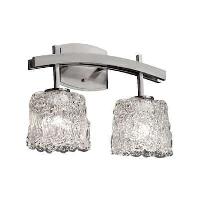 Justice Design Veneto Luce Archway 2-light Brushed Nickel Bath Bar, Lace Oval Shade