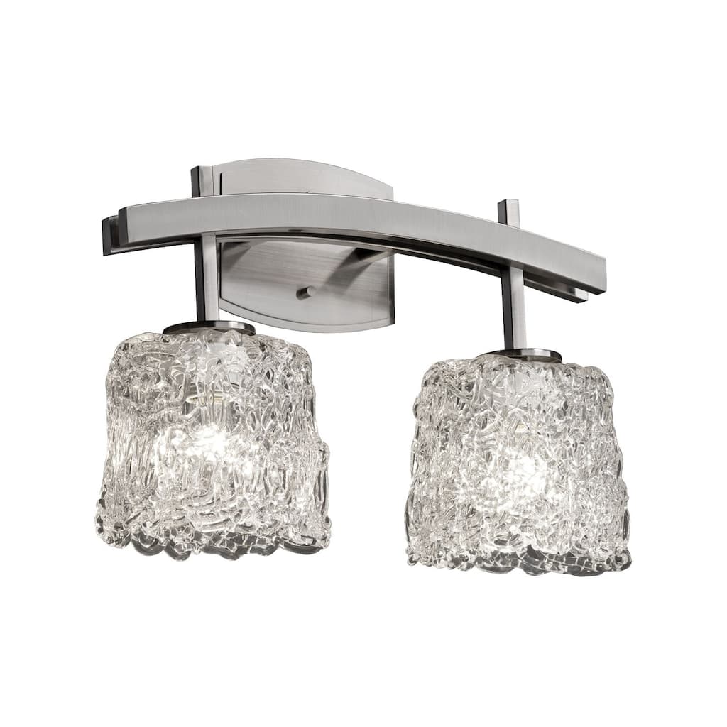 Justice Design Veneto Luce Archway 2-light Brushed Nickel Bath Bar, Lace Oval Shade
