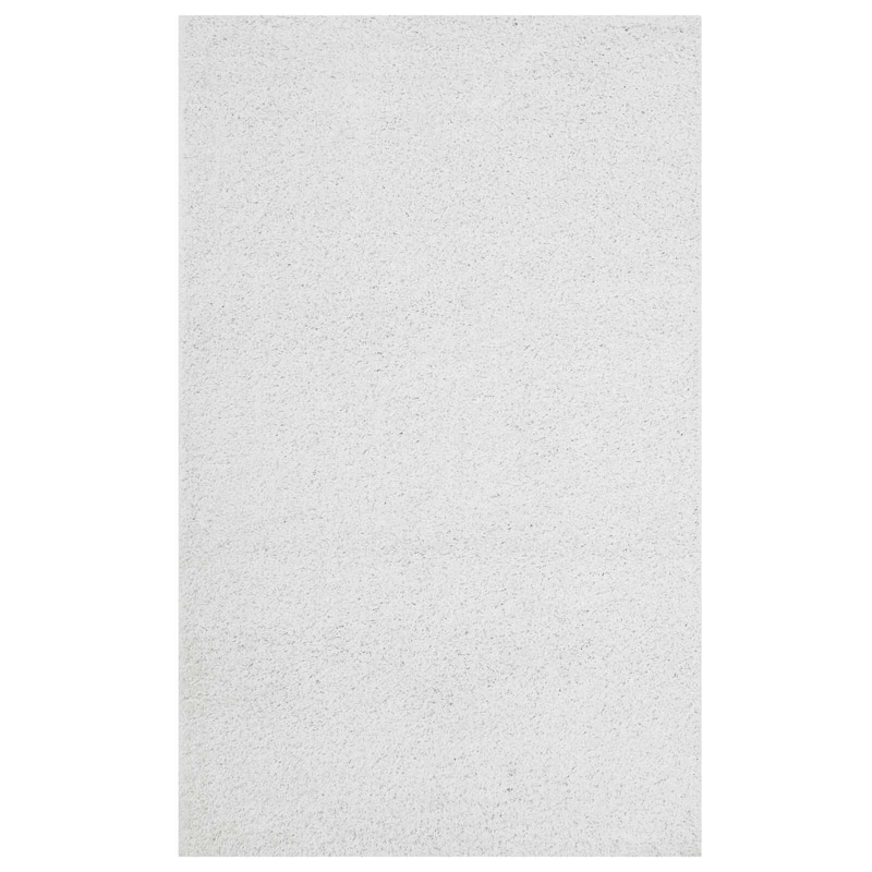Enyssa Solid Shag Area Rug - 5' x 8' - Ivory/White