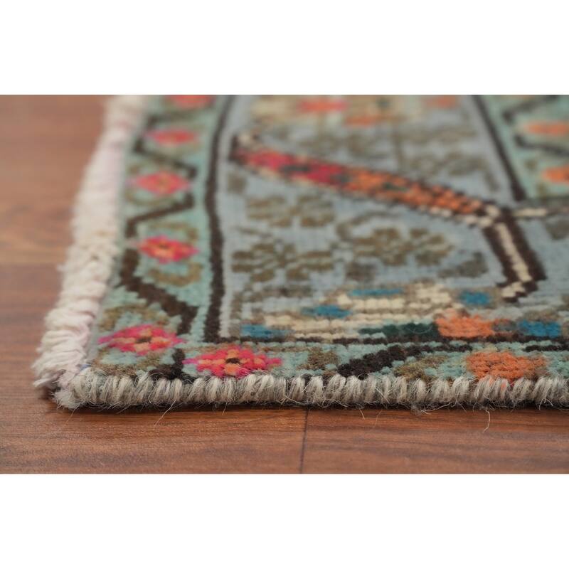 Hand Knotted Oriental 100% Wool Carpet Traditional Floral Navy Blue & Blues Tabriz Area Rug - 6' 1'' X 4' 7''