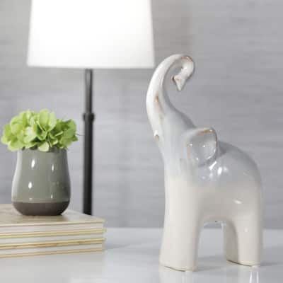 Sagebrook Home Ceramic Elephant Figurine - 6" x 3" x 11"