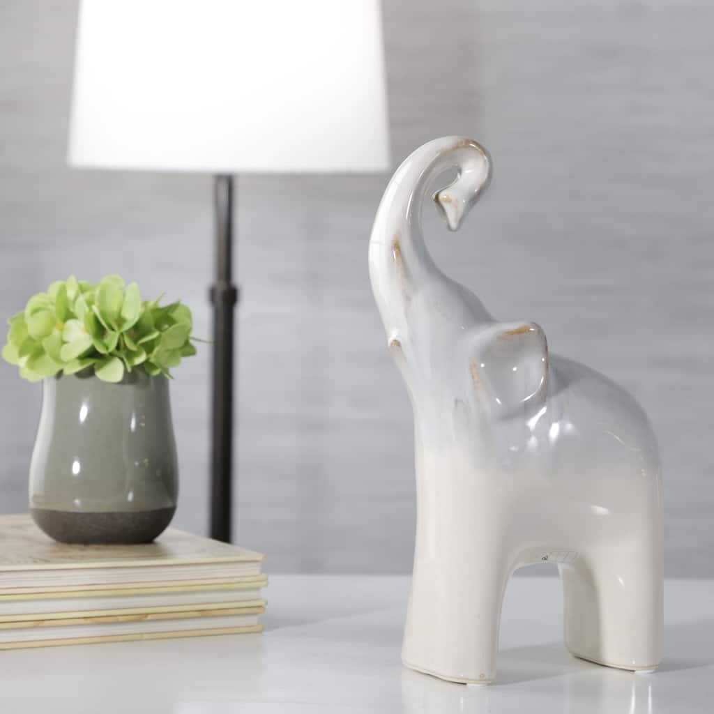 Sagebrook Home Ceramic Elephant Figurine - 6" x 3" x 11"