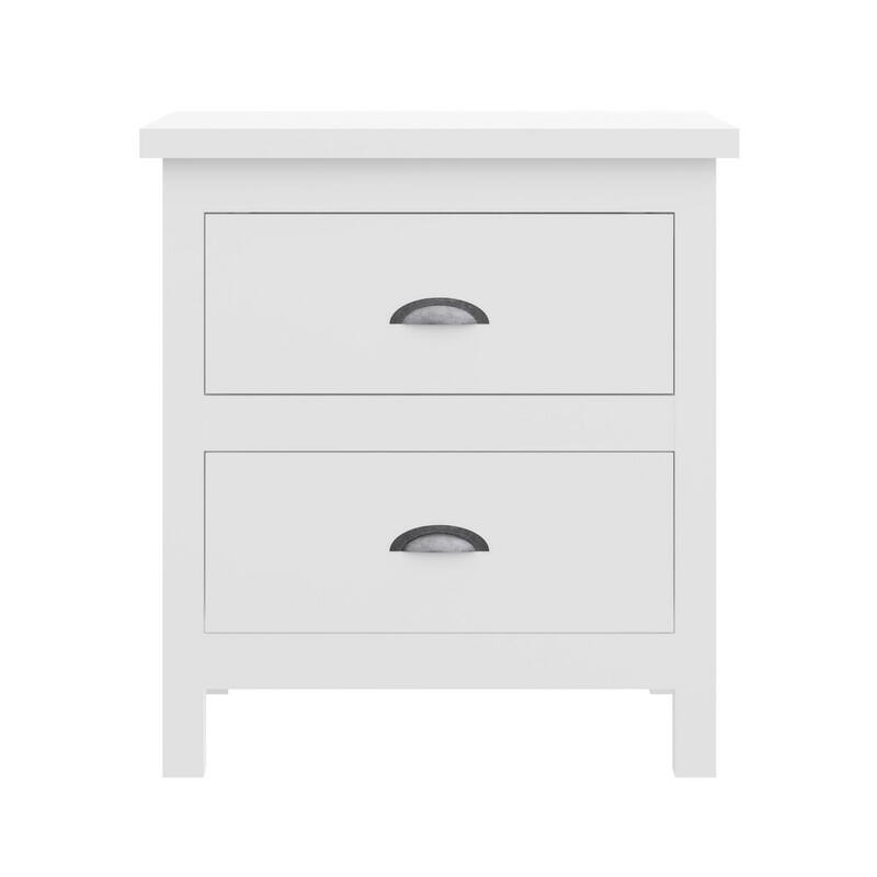 Yes4wood Nightstand with Drawers, Solid Wood